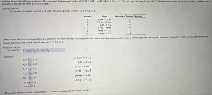  please find the optimal solution in results in total workers =