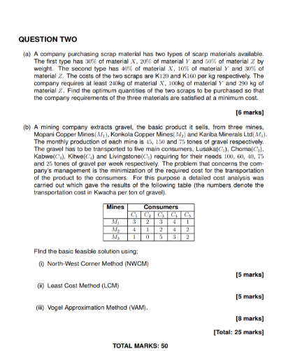 (a) A oompany purchasing scrap material has two types of scarp