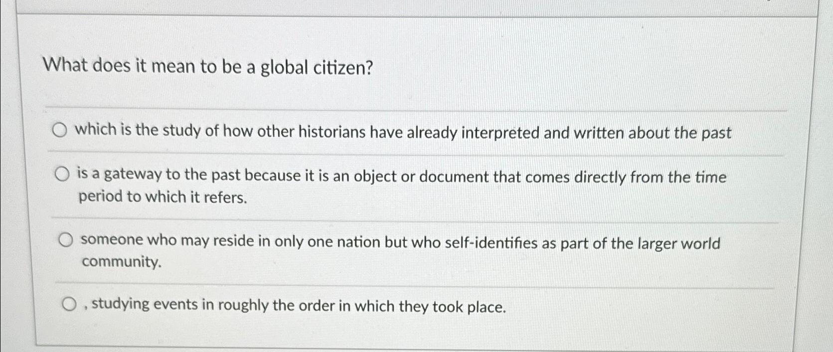  What does it mean to be a global citizen? which is