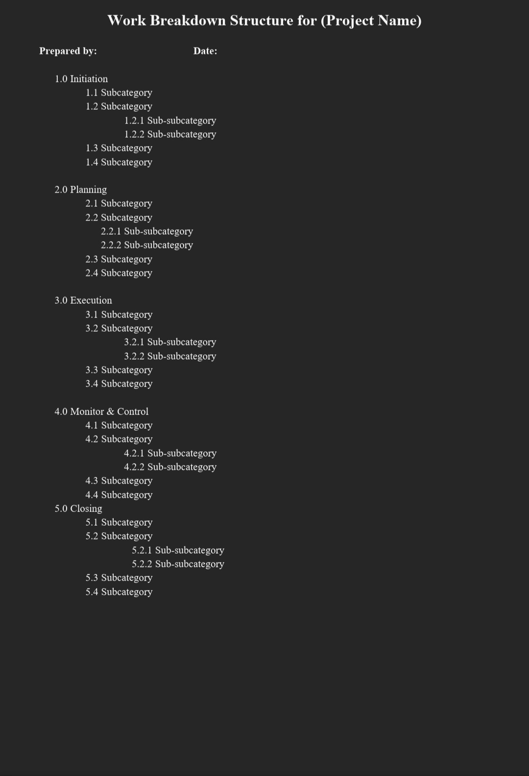 part of the template that is relevant to your project. For those