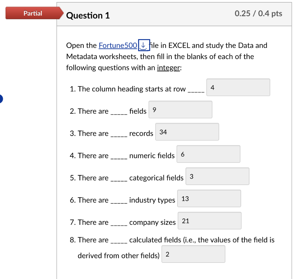 Tell me 3. There are records 4. There are numeric fields 5.
