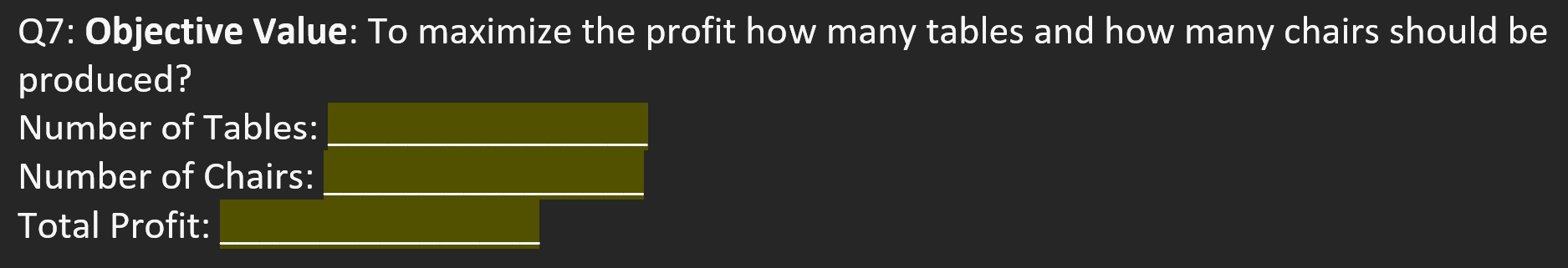entering the numbers and write the constraints using ne table) Limitations created