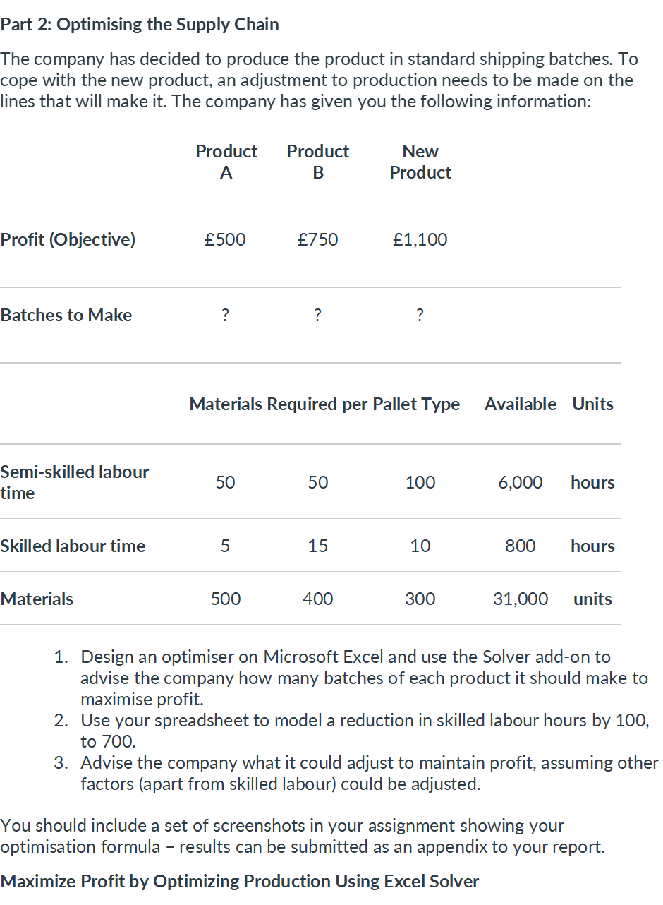  Maximize Profit by Optimizing Production Using Excel Solver Product Product New
