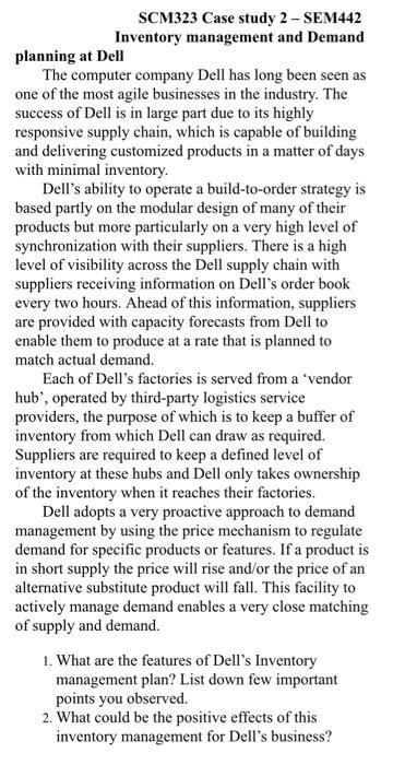  SCM323 Case study 2 -SEM442 Inventory management and Demand planning at