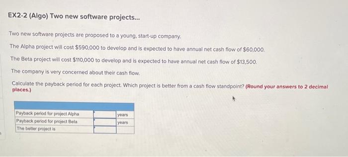  EX2-2 (Algo) Two new software projects... Two new software projects are