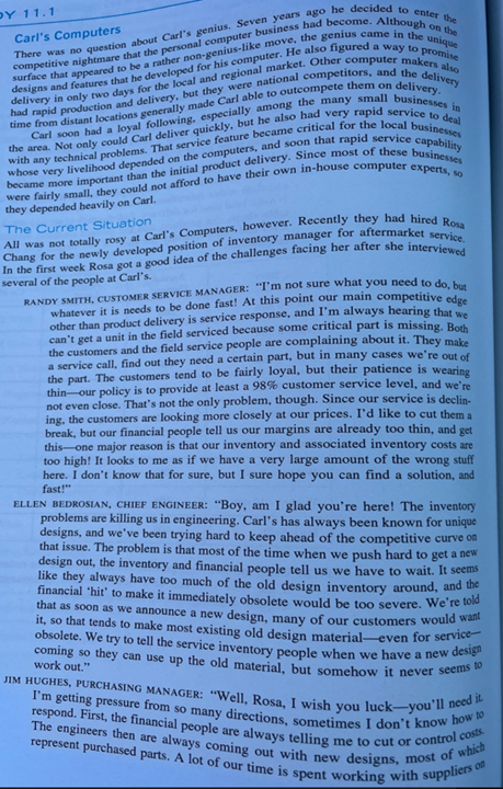Case study 11.1: Carls Computers (All 4 Questions) Using the data