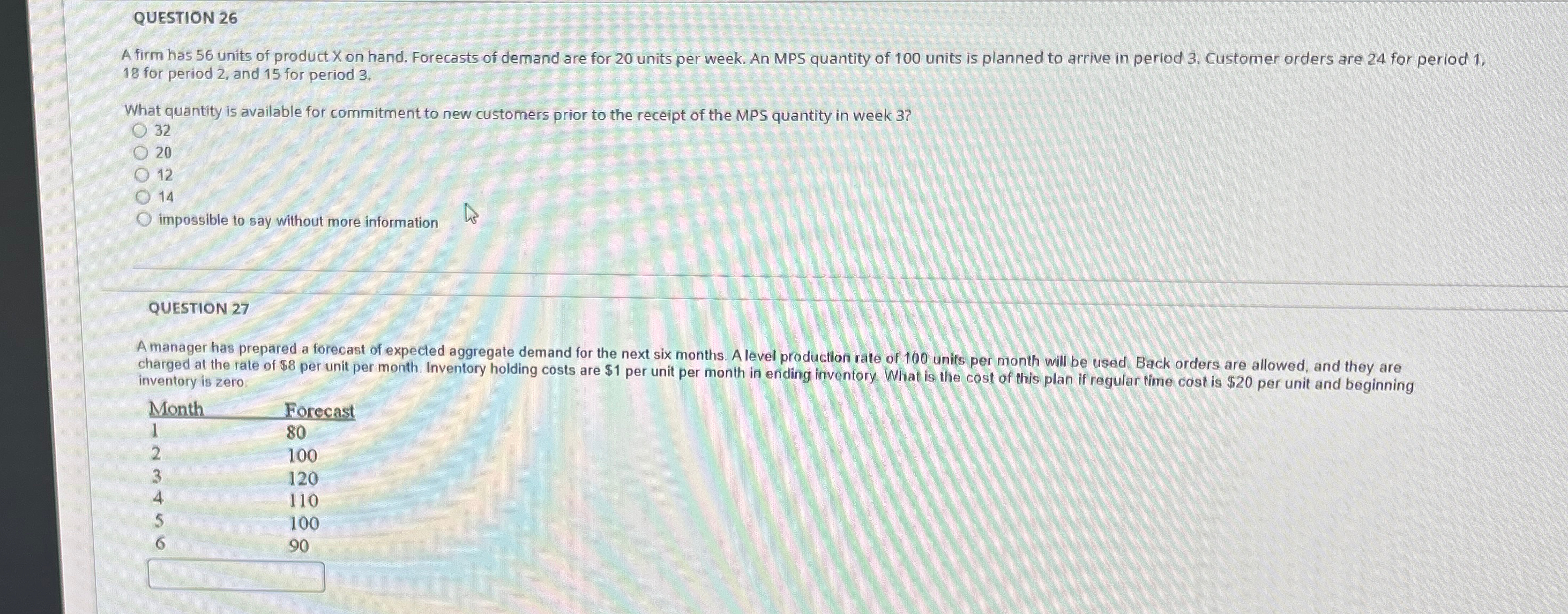  QUESTION 2618 for period 2, and 15 for period 3. What