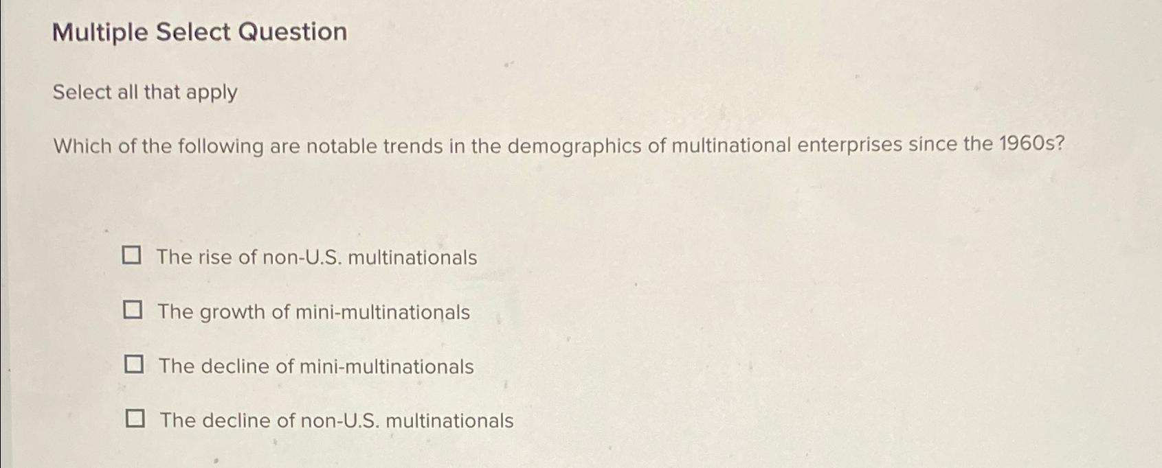  Multiple Select Question Select all that apply Which of the following