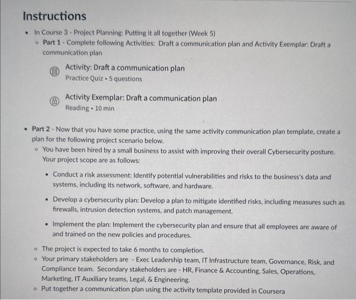  Instructions - In Course 3 - Project Planning: Putting it all