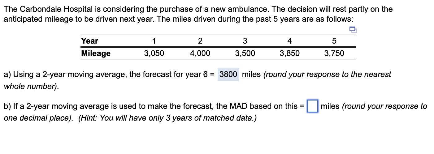 please show work, answer is not 2.8, already tried it. The Carbondale