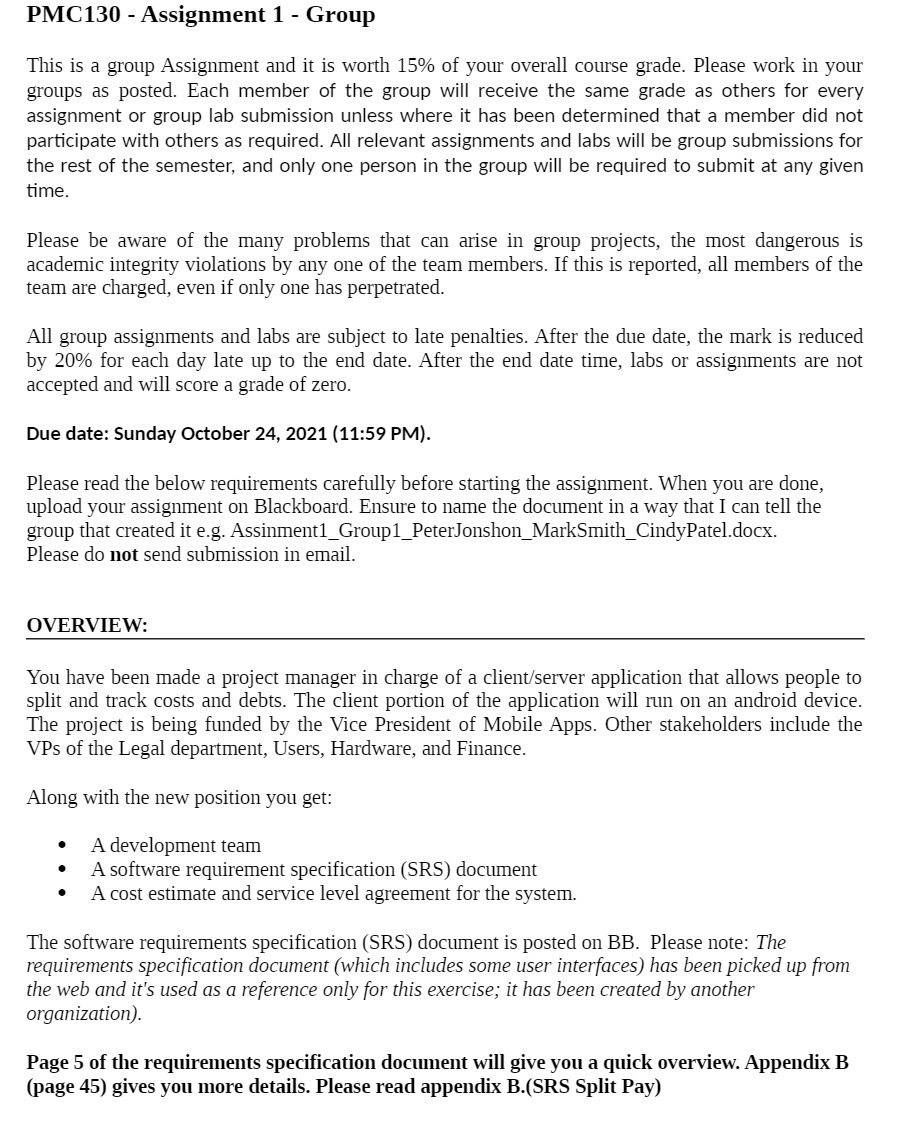 PMC130 - Assignment 1 - Group This is a group Assignment