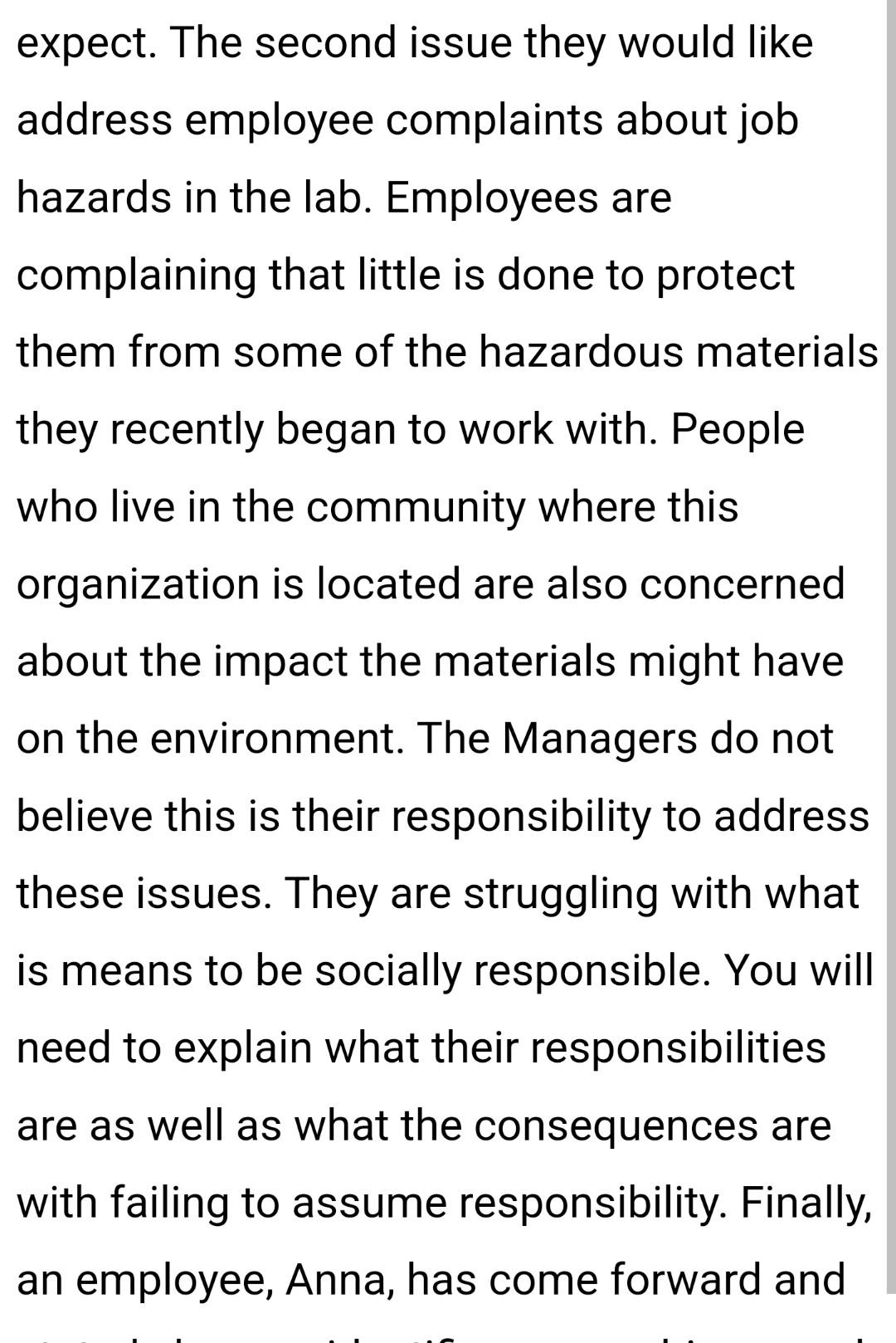 of a mid-sized scientific lab. The organization tests chemical compositions. They have