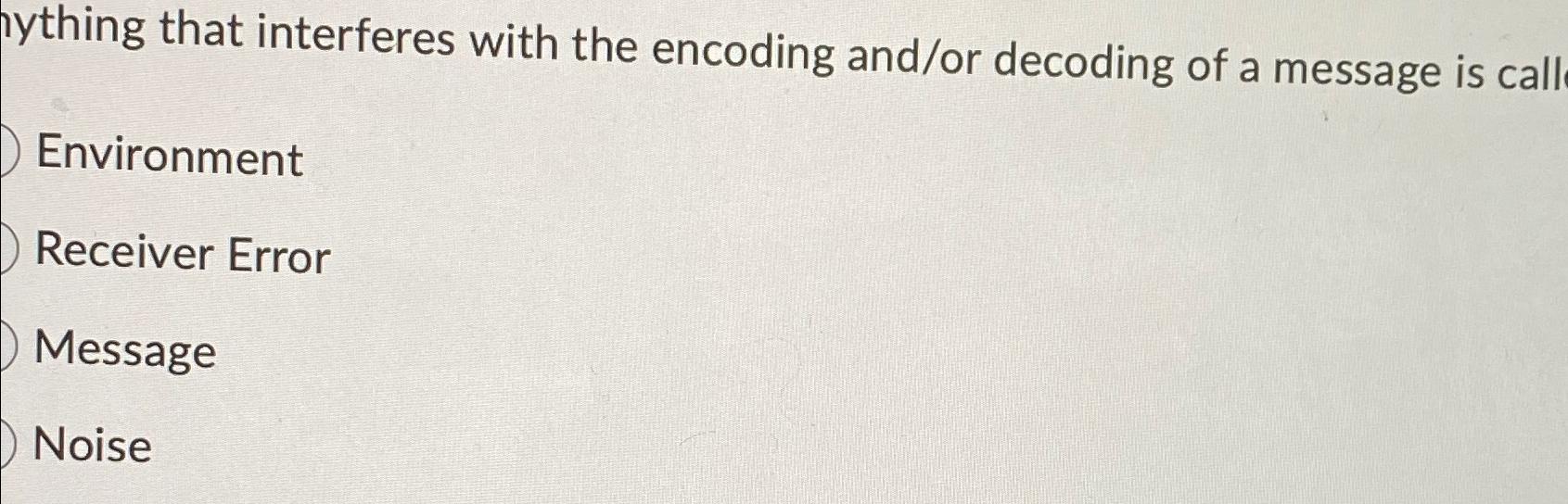  hything that interferes with the encoding and/or decoding of a message