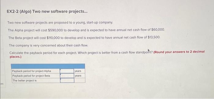  EX2-2 (Algo) Two new software projects... Two new software projects are