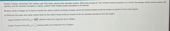  a) What are the lower and upper control limes for this