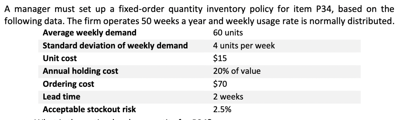  a. What is the optimal order quantity for P34? b. When