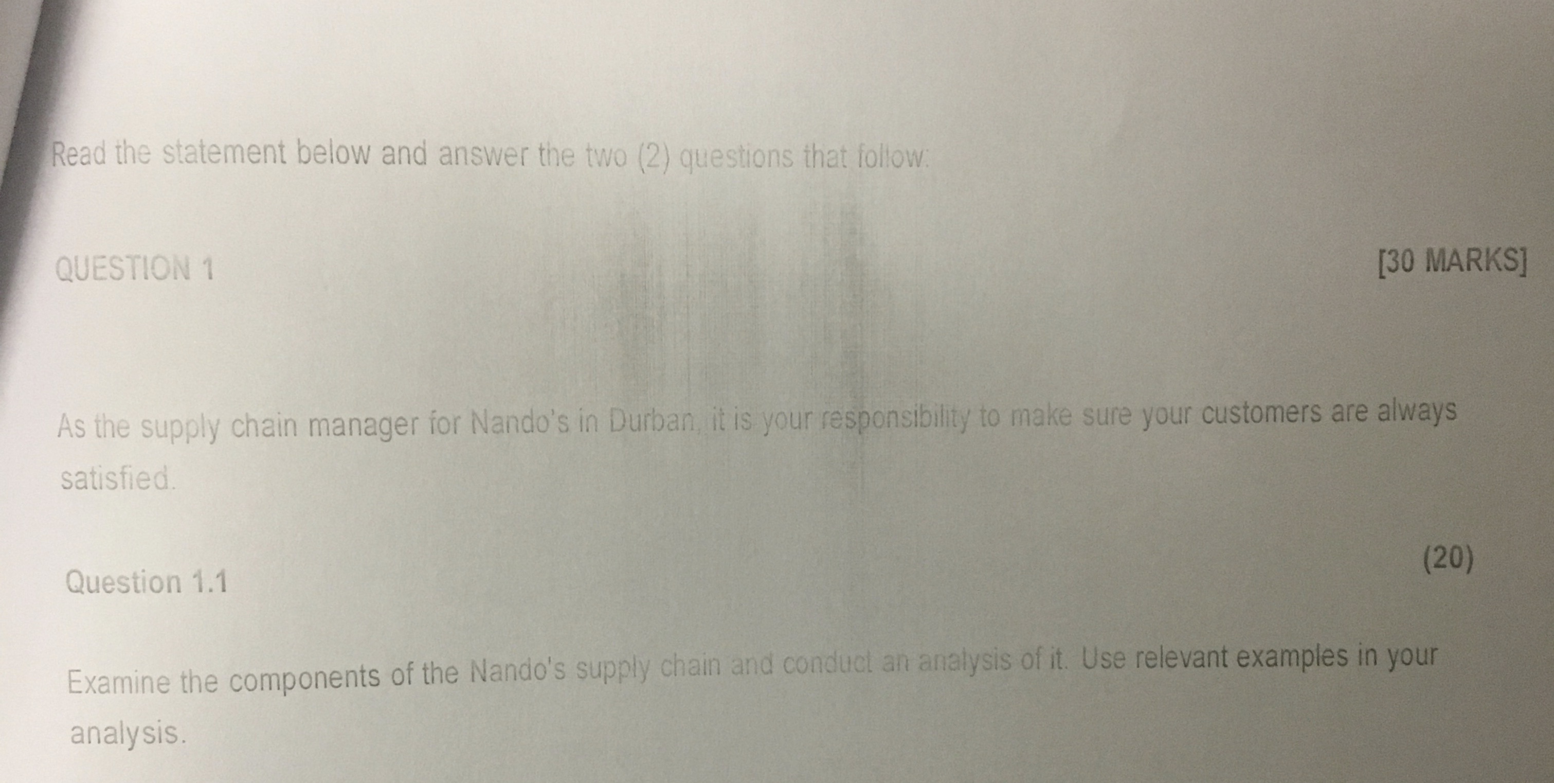 Read the statement below and answer the two (2) questions that follow: