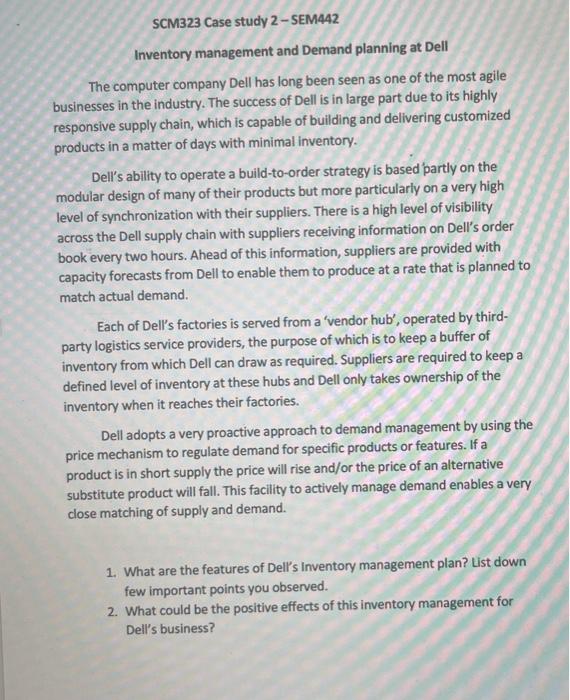 dont use Intelligence solutions like ChatGpt SCM323 Case study 2 - SEM442