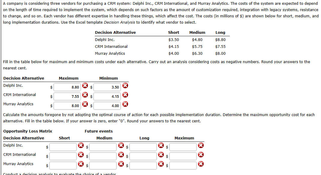 Decision & Expand existing plant \\ \hline 25 & Opportunity Loss Decision