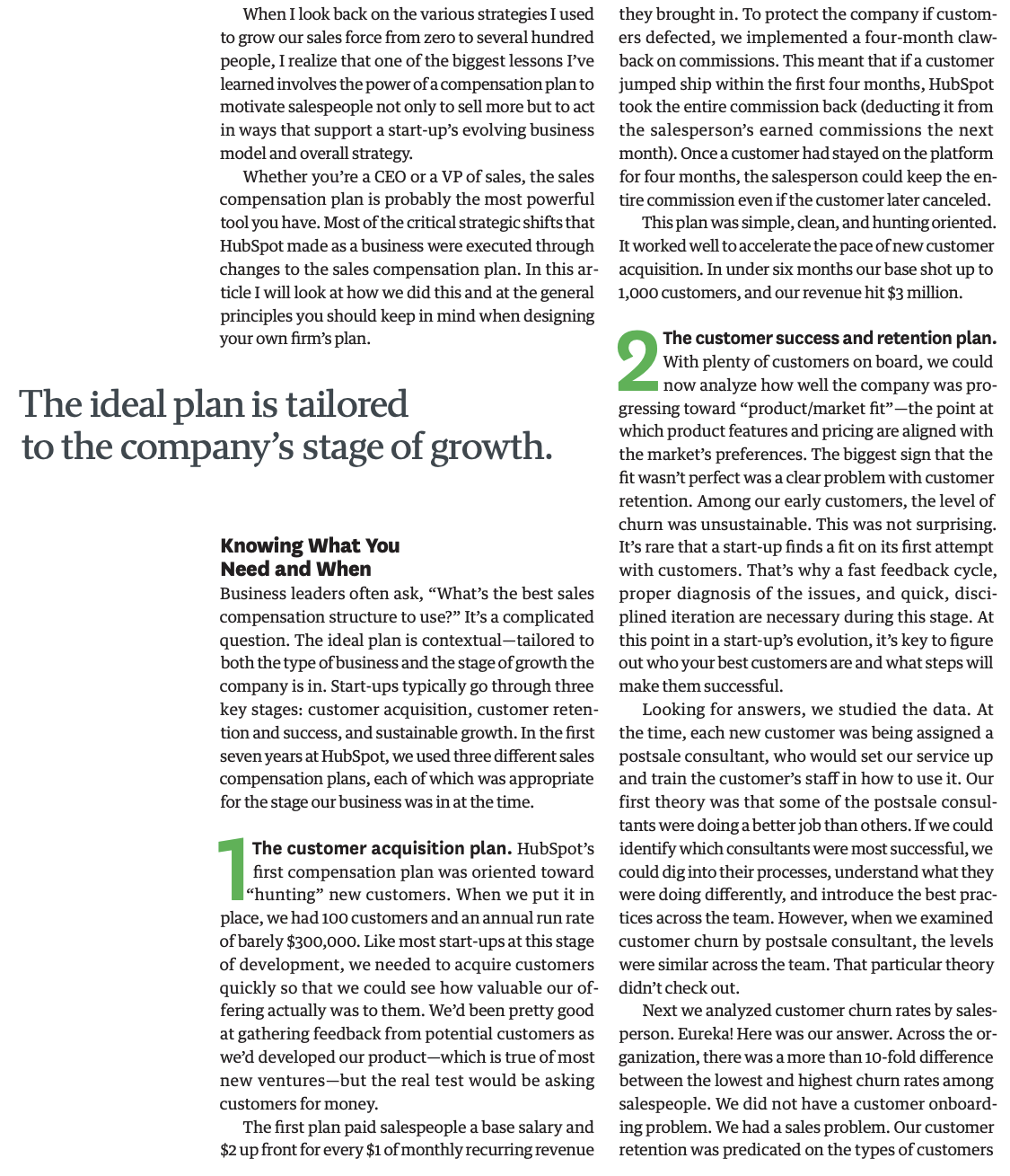 the main point(s) made by the article important to understanding sales force