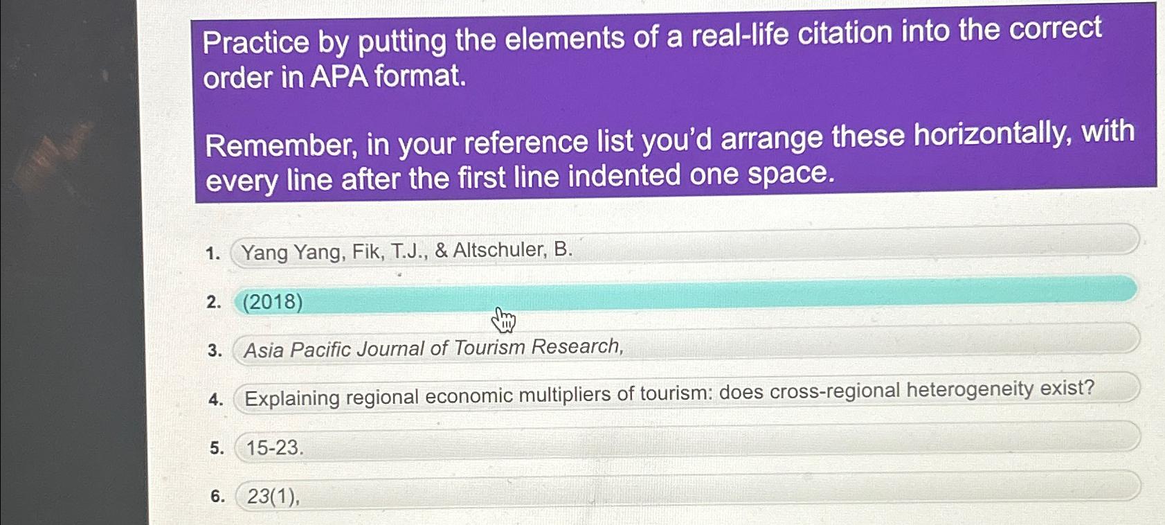  Practice by putting the elements of a real-life citation into the