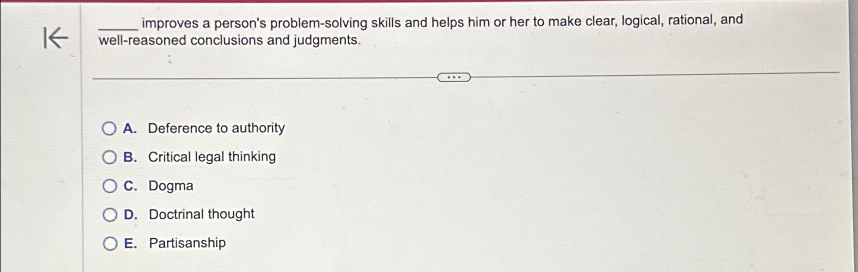  improves a person's problem-solving skills and helps him or her to