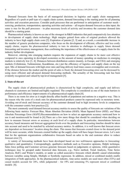 Logistics 2018 (ICTE 2018) Demand forecasting in pharmaceutical supply chains: A case