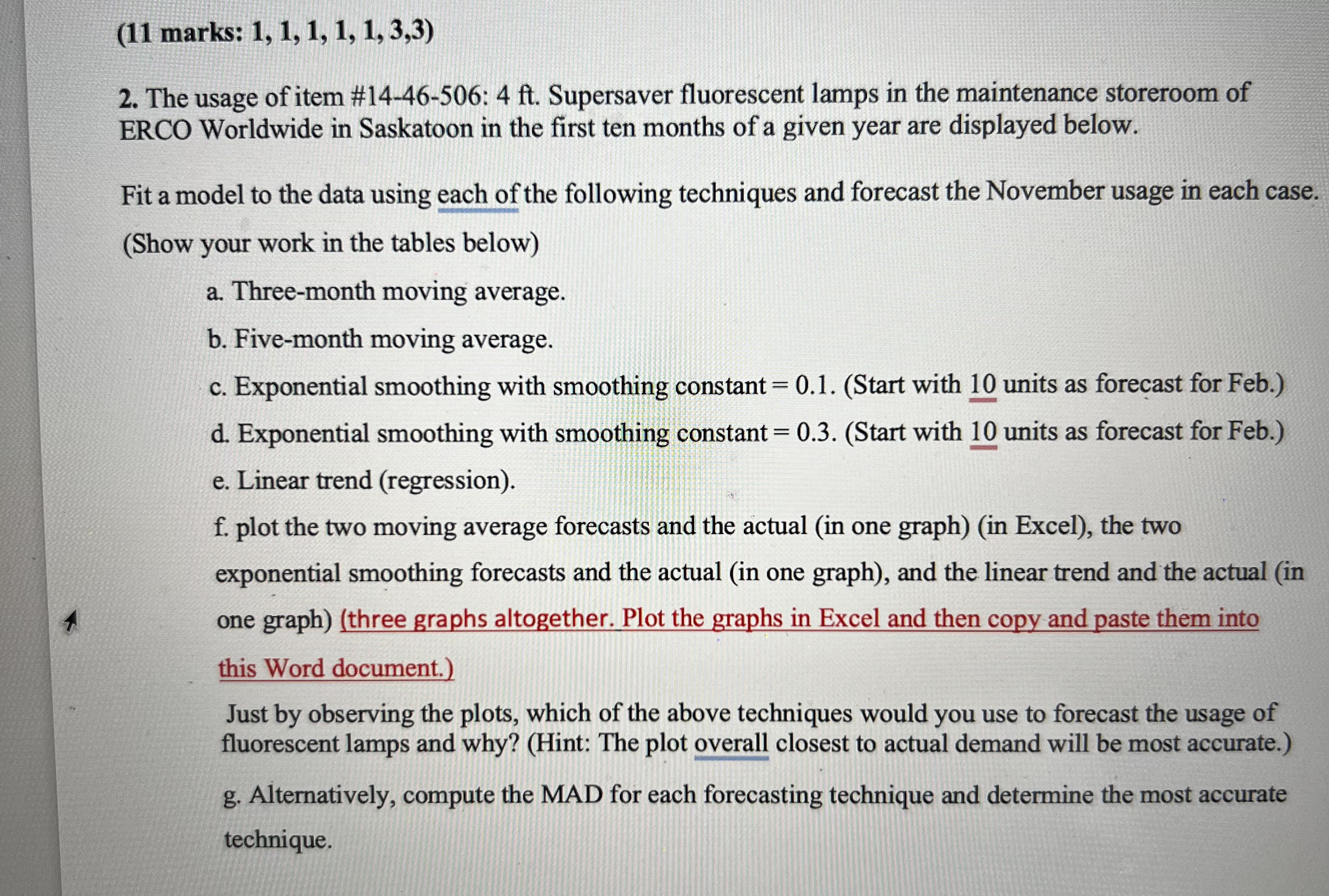  (11 marks: 1,1,1,1,1,3,3) The usage of item #14-46-506: 4ft. Supersaver fluorescent