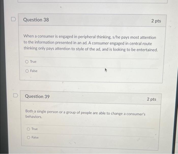  When a consumer is engaged in peripheral thinking, s/he pays most