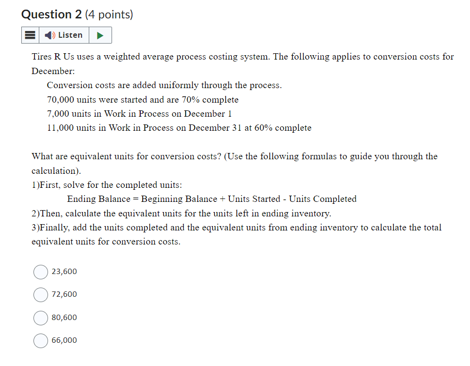  Tires R Us uses a weighted average process costing system. The