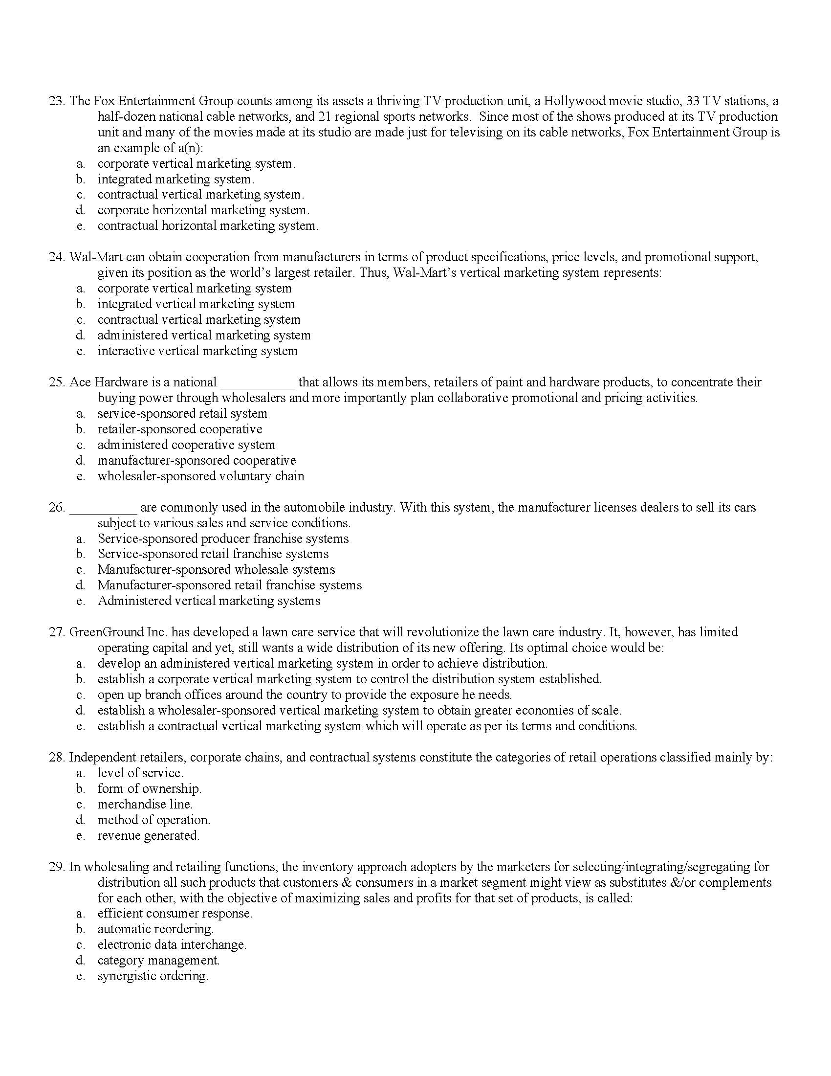 your rationale. 8. Which of the following scenarios represents horizontal channel conflict?