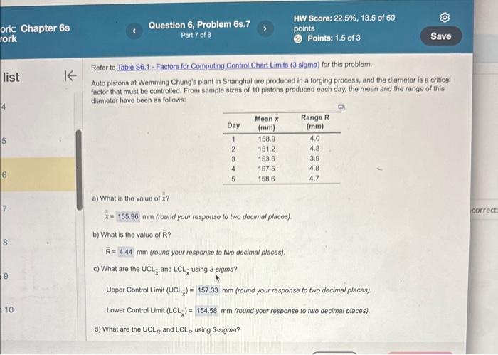 the new UCL; and tay? ? Upper Contro Limit (UCL)= mon (round