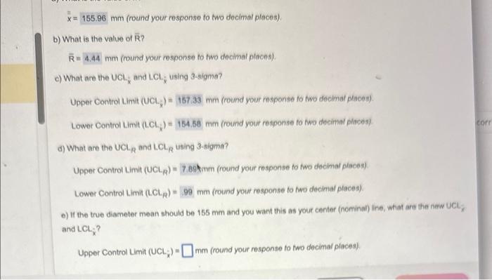 yeur moponce so wo dech miteax) b) tf the true diameter mean