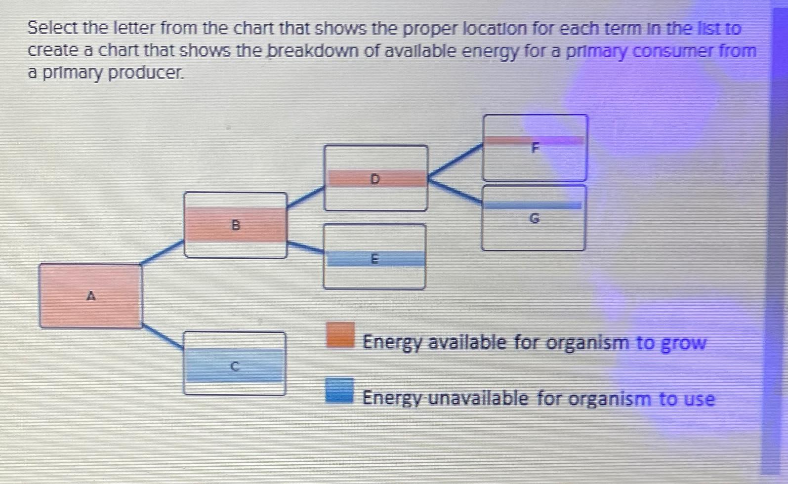  Select the letter from the chart that shows the proper location