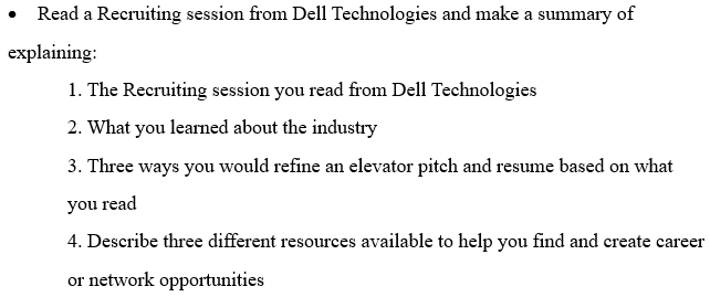  Read a Recruiting session from Dell Technologies and make a summary