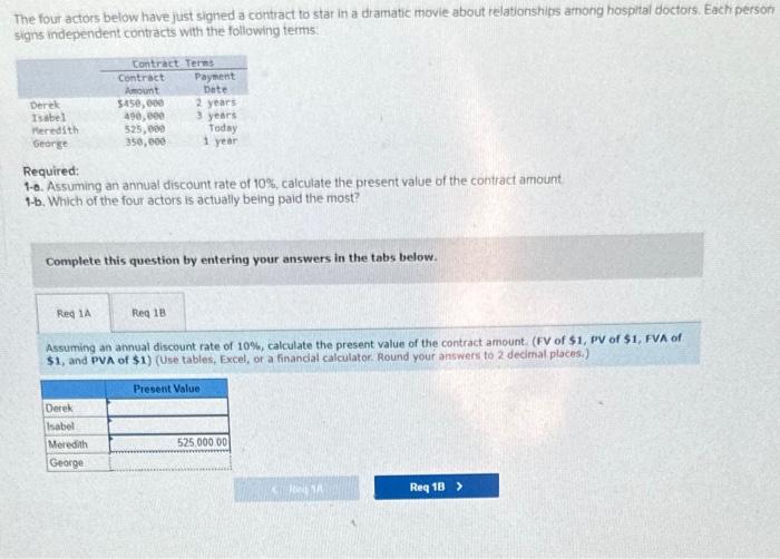 Please help find the missing values for the following question. The four