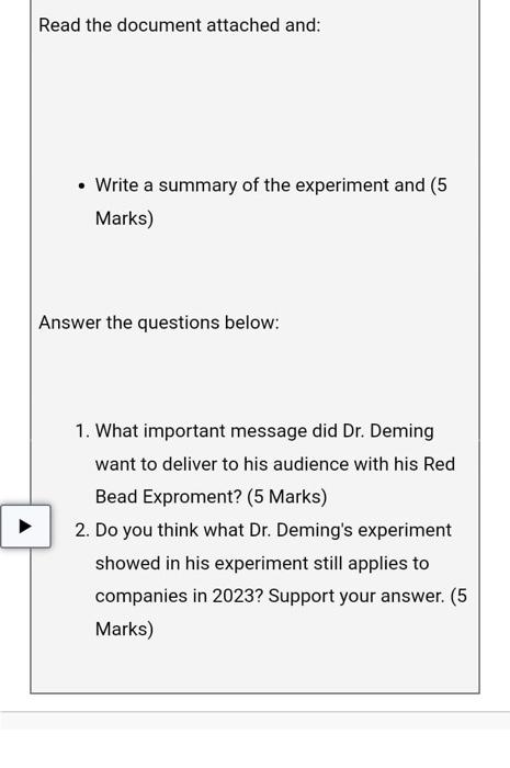  Read the document attached and: - Write a summary of the