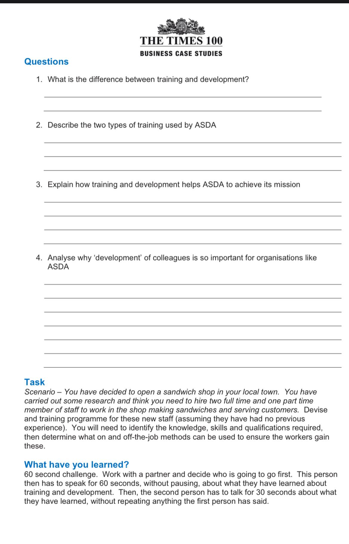  THE TIMES 100BUSINESS CASE STUDIESTraining and development - ASDAASDA's mission is