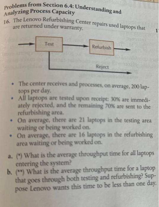  Problems from Section 6.4: Understanding and Analyzing Process Capacity 16. The