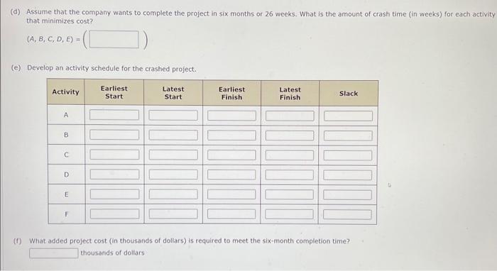 - 7 } \multicolumn{2}{c}{} & \multicolumn{2}{c|}{ Time (weeks) } & \multicolumn{2}{c|}{ Cost