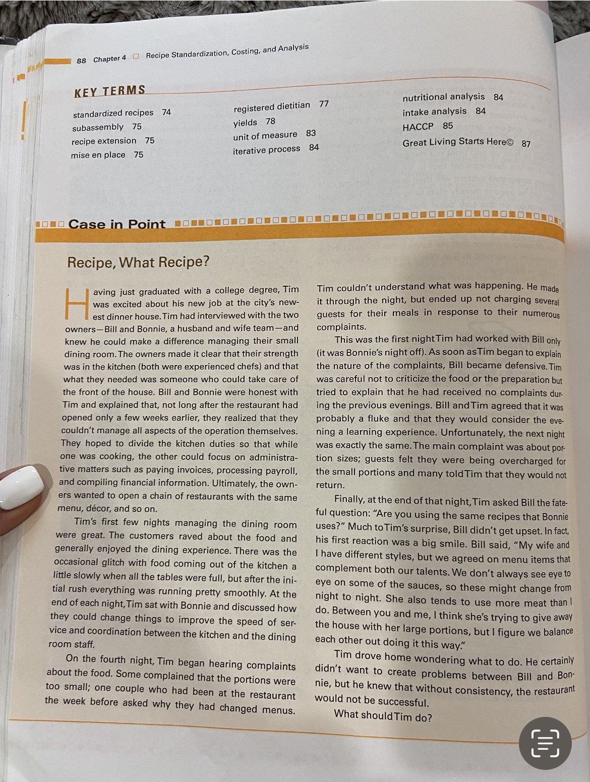 Please Use your own words. What should Tim do ? KEY TERMS