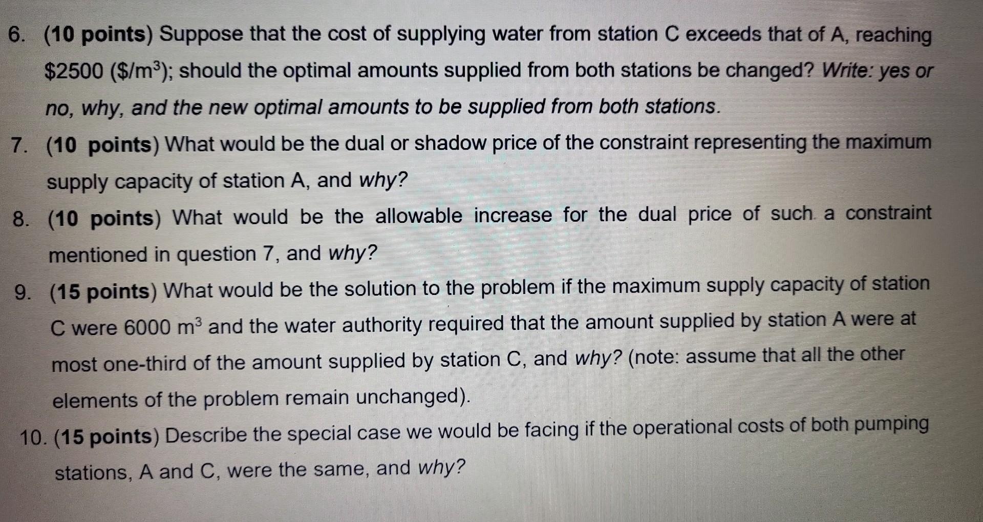 company supplies drinking water to a community, which demands at least 10,000m3