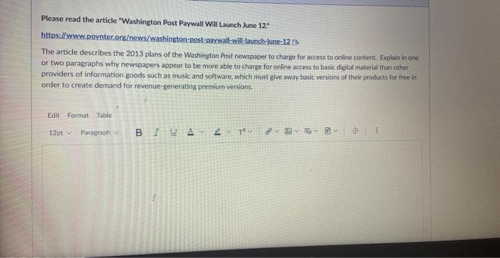  Please read the article "Washington Post Paywall Will Launch June 12."