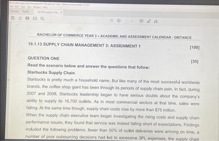  Supply chain managemt 3 Please answe Question Two based on the