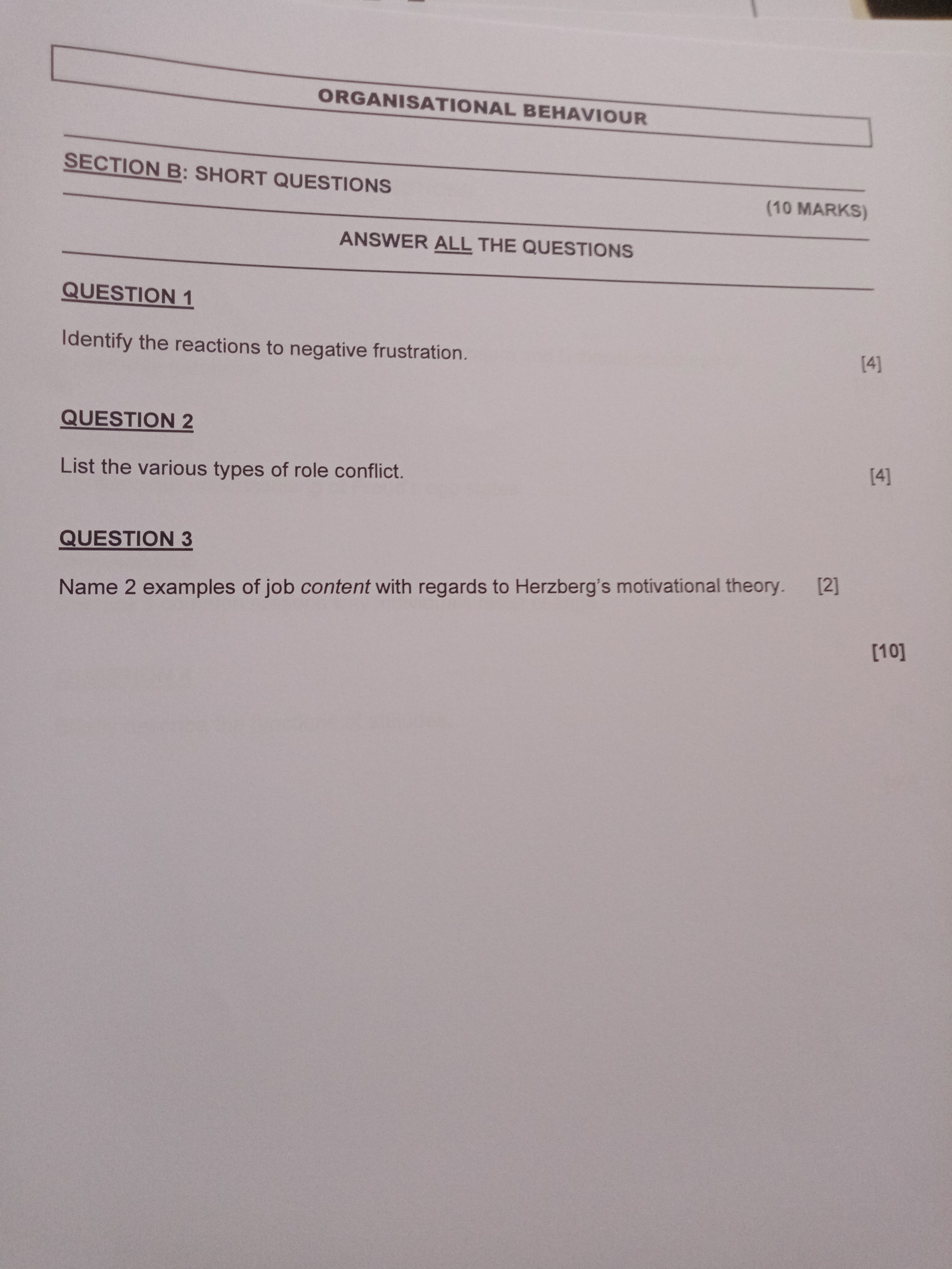  SECTION B: SHORT QUESTIONS ANSWER ALL THE QUESTIONS QUESTION 1 Identify