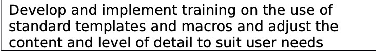 Develop and implement training on the use of standard templates and