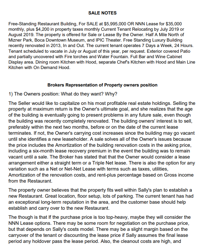 You and Sally agreed to develop a negotiation plan, mapping out a