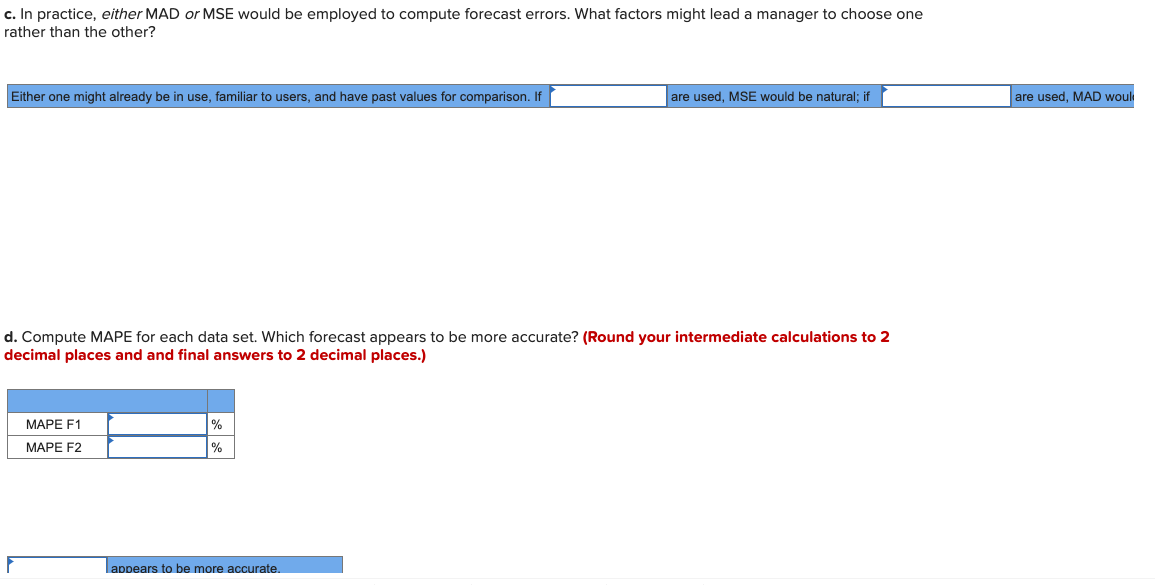 two sets of forecasts are as follows: Click here for the Excel