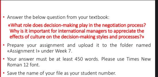 - Answer the below question from your textbook: What role does