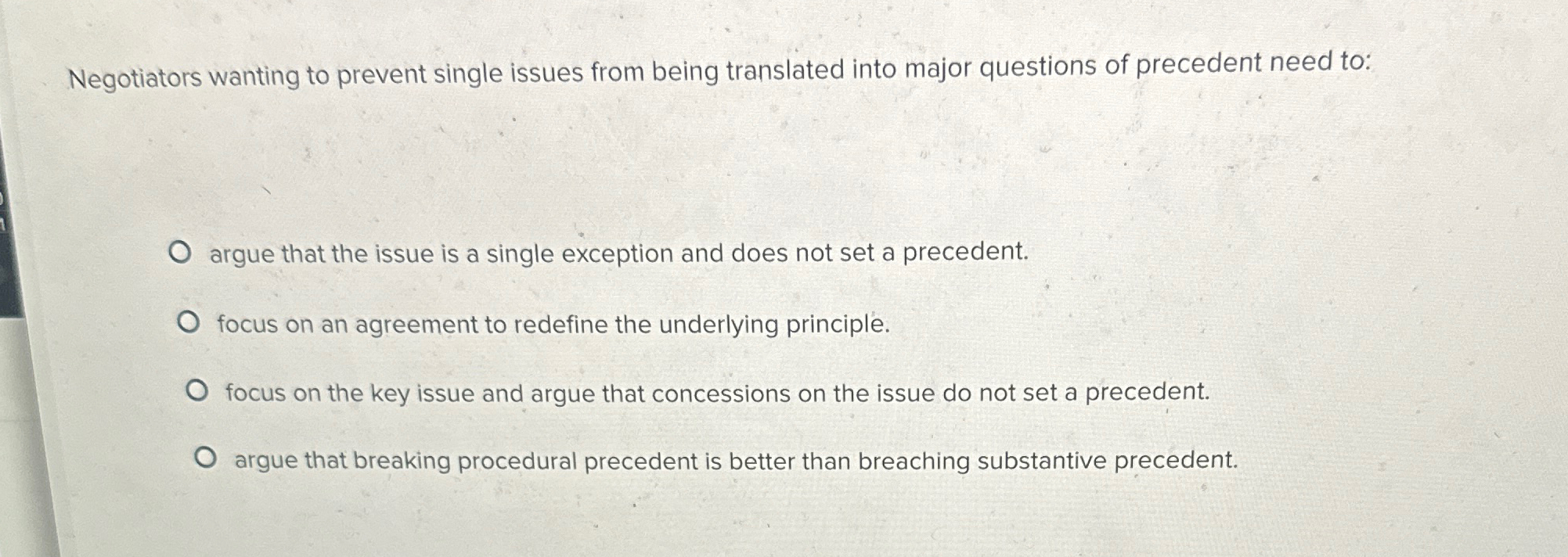  Negotiators wanting to prevent single issues from being translated into major